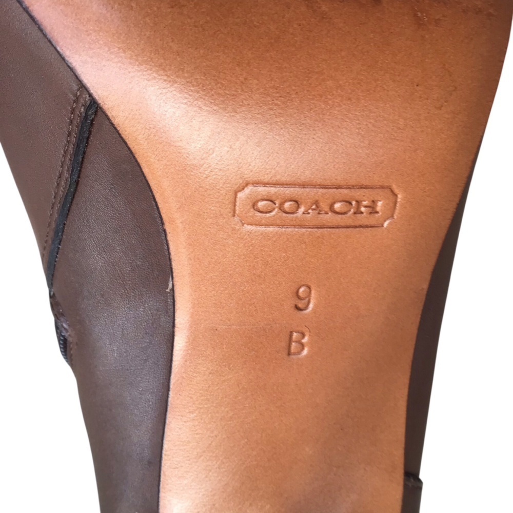 COACH Mason Women’s Brown Leather Buckle Heeled Ankle Boot Woman’s Size 9B - Picture 13 of 14